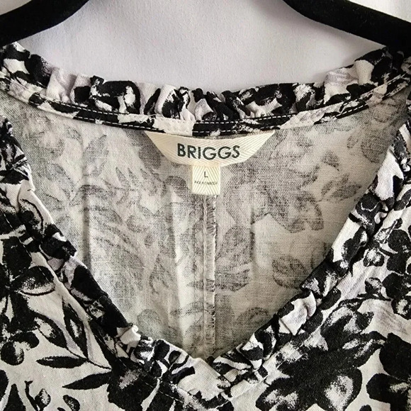 BRIGGS Linen Floral Tropical Knee Length Sleeveless Dress Pockets SZ Large - Picture 4 of 9